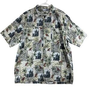OP Short Sleeve Hawaiian Button Up Shirt Men's XXL 100% Cotton Tropical Surf